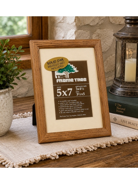 Other - Vintage Solid Oak 5x7 Picture Frame with Beveled Mat The Frame Tree